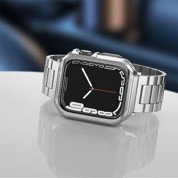 Elegant Stainless Steel Apple Watch Band with TPU Case
