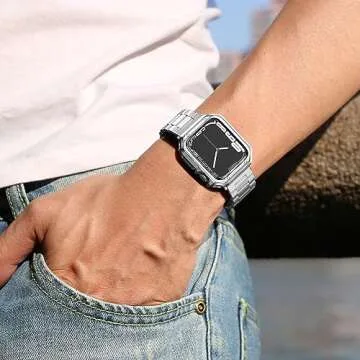Elegant Stainless Steel Apple Watch Band with TPU Case