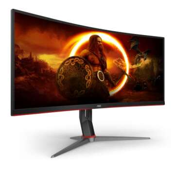 AOC CU34G2X 34" Curved Frameless Immersive Gaming Monitor, UltraWide QHD 3440x1440, VA Panel, 1ms 14...