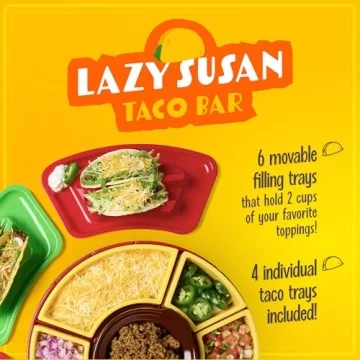 Heated Lazy Susan Taco Bar Set with Warming Pot - 20 Oz