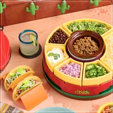 Heated Lazy Susan Taco Bar Set with Warming Pot - 20 Oz