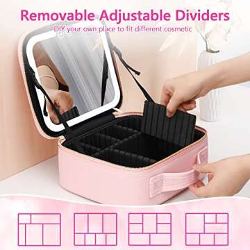 VANMRIOR LED Makeup Bag with Mirror - Travel Cosmetic Case