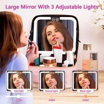 VANMRIOR LED Makeup Bag with Mirror - Travel Cosmetic Case