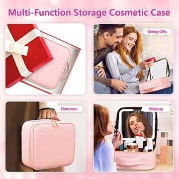VANMRIOR LED Makeup Bag with Mirror - Travel Cosmetic Case