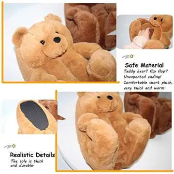 LELEBEAR Teddy Bear Slippers for Comfort and Warmth