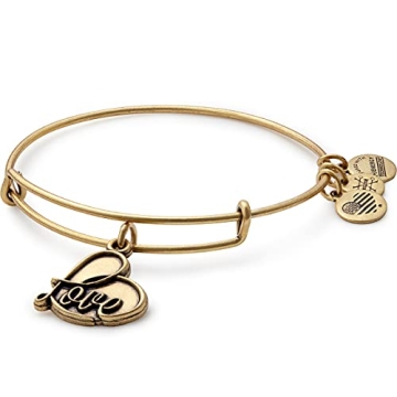 Alex and Ani Path of Symbols A17EB05RG Expandable Bangle for Women, Love Charm, Rafaelian Gold Finis...
