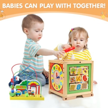 Wooden Activity Cube Montessori Toys for Toddlers 1-2