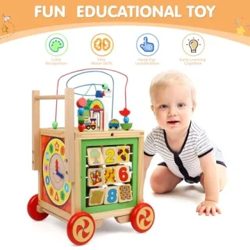 Wooden Activity Cube Montessori Toys for Toddlers 1-2