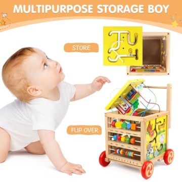 Wooden Activity Cube Montessori Toys for Toddlers 1-2