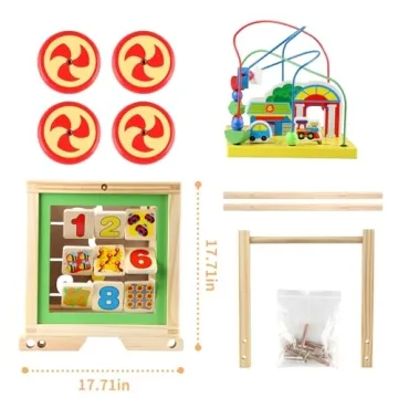Wooden Activity Cube Montessori Toys for Toddlers 1-2