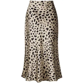 Keasmto Leopard Satin Midi Skirt - Classy & Comfy Look