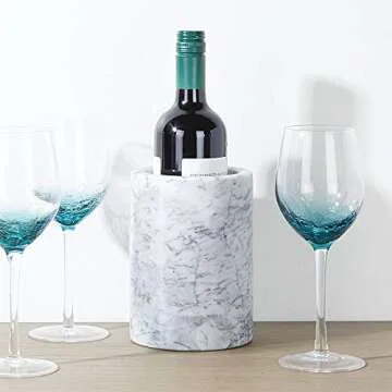 mDesign Single Bottle Wine Chiller - Ice Bucket Cooler for Kitchen, Bar, Party Decor - Holds Cold Wi...