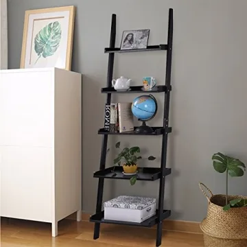 Tangkula 5-Tier Ladder Shelf - Modern Wood Storage Rack