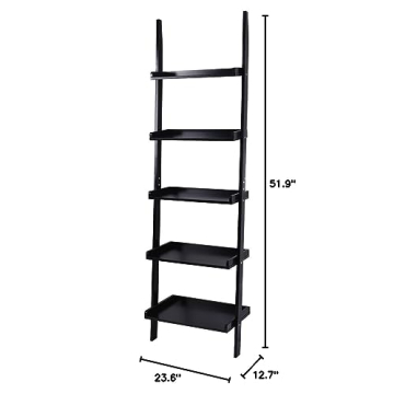 Tangkula 5-Tier Ladder Shelf - Modern Wood Storage Rack