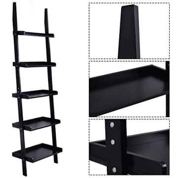 Tangkula 5-Tier Ladder Shelf - Modern Wood Storage Rack