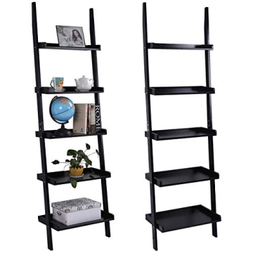 Tangkula 5-Tier Ladder Shelf - Modern Wood Storage Rack