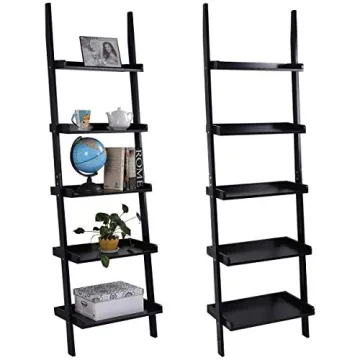 Tangkula 5-Tier Ladder Shelf - Modern Wood Storage Rack