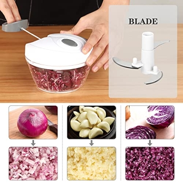 Cambom Manual Food Chopper Easy Vegetable Cutter 550ml White