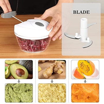 Cambom Manual Food Chopper Easy Vegetable Cutter 550ml White