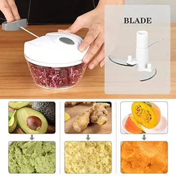 Cambom Manual Food Chopper Easy Vegetable Cutter 550ml White