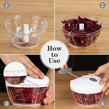 Cambom Manual Food Chopper Easy Vegetable Cutter 550ml White