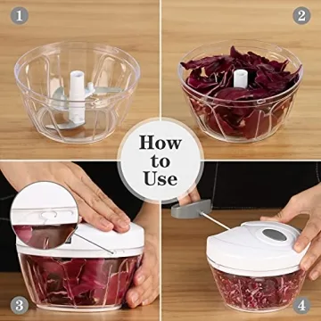 Cambom Manual Food Chopper Easy Vegetable Cutter 550ml White