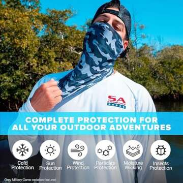 S A Company 5-Pack UV Face Shield | UV 30+ Multipurpose Neck Gaiter Balaclava for Adults | Blackout American Flag