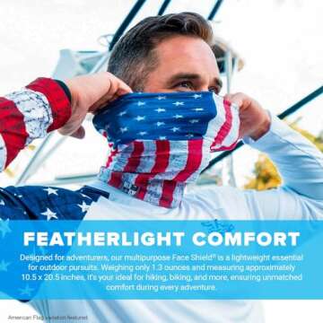 S A Company 5-Pack UV Face Shield | UV 30+ Multipurpose Neck Gaiter Balaclava for Adults | Blackout American Flag