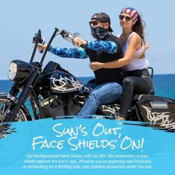 S A Company 5-Pack UV Face Shield | UV 30+ Multipurpose Neck Gaiter Balaclava for Adults | Blackout American Flag