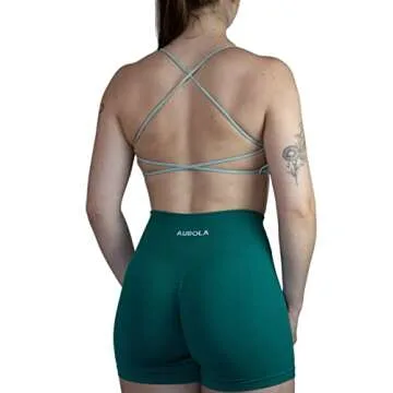 AUROLA Earth Workout Sports Bras Women Athletic Removable Padded Backless Strappy Criss Cross Light Support Gym Fitness Yoga Crop Bra