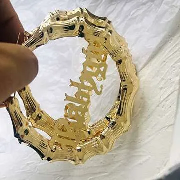 Large Bamboo Hoop Earrings Babygirl Lettering Fashion Accessory