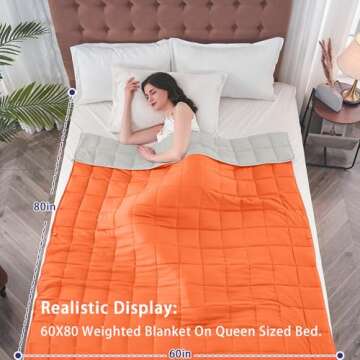 yescool Weighted Blanket for Adults (20 lbs, 60” x 80”, Orange) Cooling Heavy Blanket for Sleepi...