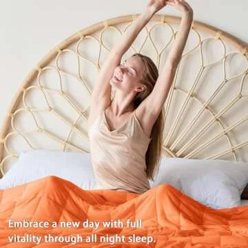 yescool Weighted Blanket for Adults (20 lbs, 60” x 80”, Orange) Cooling Heavy Blanket for Sleeping Perfect for 190-210 lbs, Queen Size Breathable Blanket with Premium Glass Bead, Machine Washable