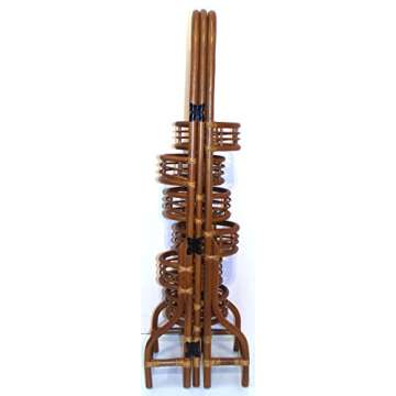 Handmade Natural Rattan Wicker Plant Flower Stand Natural 6 Tier, Cognac