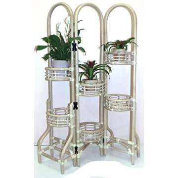 Handmade Natural Rattan Wicker Plant Flower Stand Natural 6 Tier, Cognac