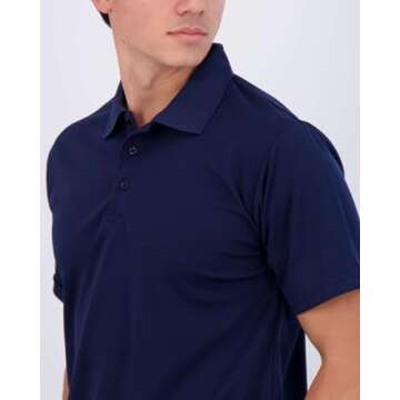 Real Essentials 3 Pack Mens Dry Dri Fit Polo Shirt Short Sleeve Golf Tennis Active Athletic Performance Work Sports Collared Business Casual Tee