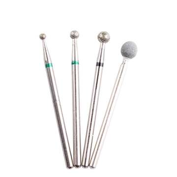 MZCMSL 4PCS Cuticle Clean Drill Bit Diamond Nail Bit Ball Head Stone File Manicure Pedicure Nail Art Tools