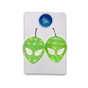 Glow In The Dark Alien Earrings for Rave Festivals