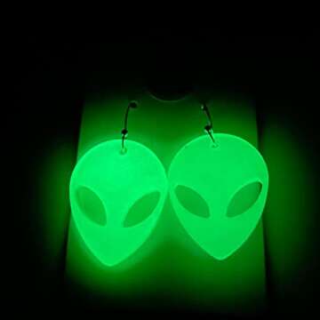 Glow In The Dark Alien Earrings for Rave Festivals