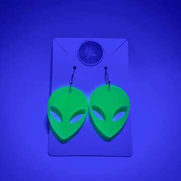 Glow In The Dark Alien Earrings for Rave Festivals