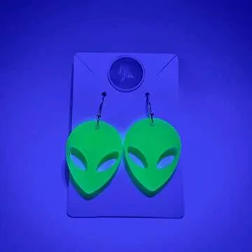 Glow In The Dark Alien Earrings for Rave Festivals