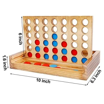 Glintoper Tic Tac Toe & 4 in a Row Table Games Set - Rustic Decor Wood Strategy Board Games for Families