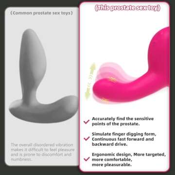 Digging Mode Prostate Massager, Vibrating Anal Plug with 10 Vibes & 10 Digging, Anal Vibrator for Male G Spot Anal Stimulation, Also an Anal Sex Toy for Women and Couples, Adult Sex Toy