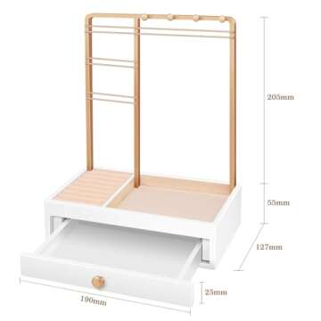 Teamkio Jewelry Stand Tree with Large White Storage Box, Tabletop Jewelry Organizer Display Tree for Necklace, Rings, Bracelets, Watches