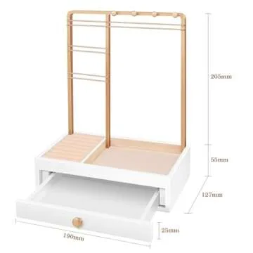 Teamkio Jewelry Stand Tree with Large White Storage Box, Tabletop Jewelry Organizer Display Tree for Necklace, Rings, Bracelets, Watches