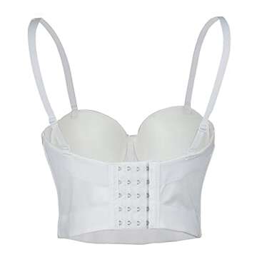 ELLACCI Women's 3D Floral Bustier Crop Top Sexy Corset Tops White Medium