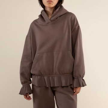 Buy Trendy DSORVICD Women Y2k Ruffle Hem Hoodies Now!