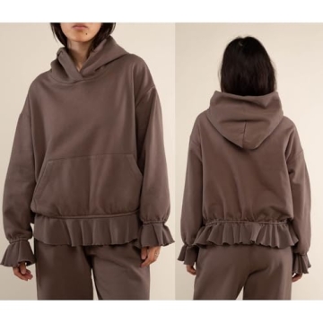 Buy Trendy DSORVICD Women Y2k Ruffle Hem Hoodies Now!