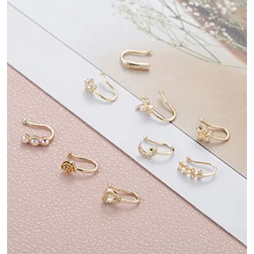 YOVORO 9Pcs Stylish Fake Nose Rings Set for Women