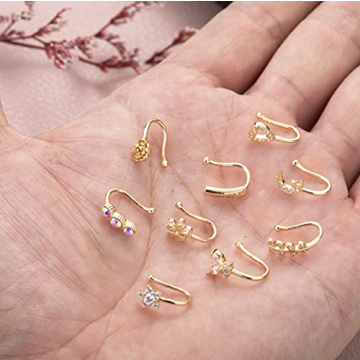 YOVORO 9Pcs Stylish Fake Nose Rings Set for Women
